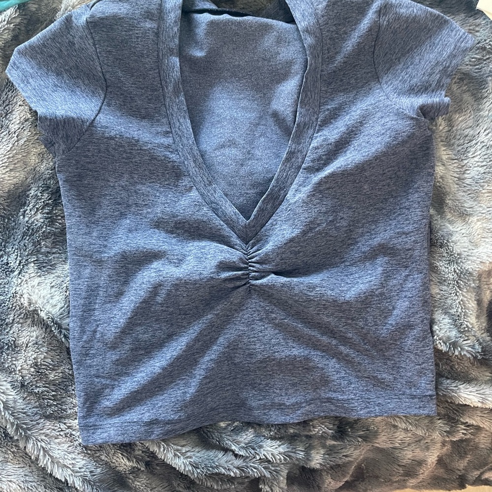 Deep V-Neck Blue Top